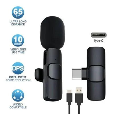K8 Collar Wireless Microphone Type C Supported | Plug & Play | Mini Portable Mic for Recording, Vlogging & Live Streaming